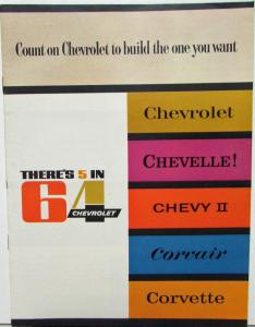 1964 Chevrolet Chevelle Chevy II Corvair Corvette Color Sales Brochure Original