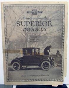 1923 Chevrolet Superior Car Models Sales Folder Original With FOBs & Specs