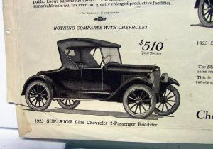 1923 Chevrolet Superior Car Models Sales Folder Original With FOBs & Specs