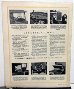 1925 Chevrolet Touring Car & Roadster Color Sales Folder Original