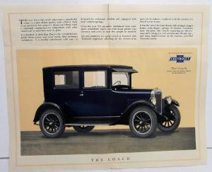 1925 Chevrolet Coach Model Color Sales Folder With Specs Original