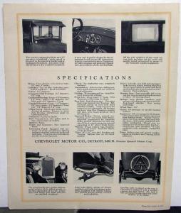 1925 Chevrolet Coach Model Color Sales Folder With Specs Original