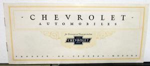 1925 Chevrolet Color Sales Brochure & Specs Roadster Touring Sedan Coupe Coach