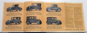 1926 Chevrolet Superior Models Series V Car & Truck Sales Folder Prices & Specs