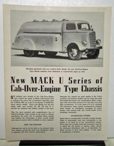 1938 Mack Truck U Series COE Sales Brochure EEU EFU EGU EHU EMU EQU