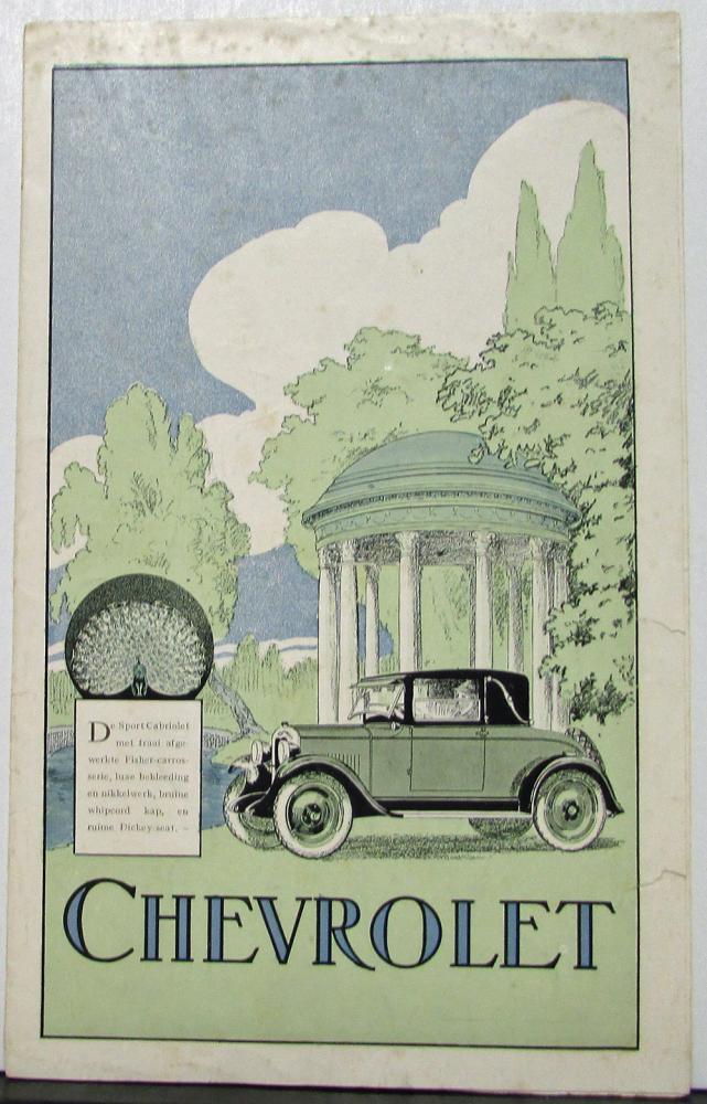 1927 Chevrolet DUTCH Belgian Auto Car Sales Brochure Original Specifications