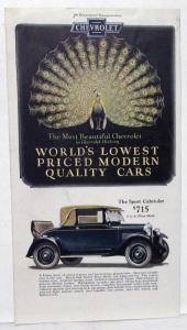 1927 Chevrolet Car & 1 & Half Ton Truck Color Sales Folder Cabriolet & More Orig