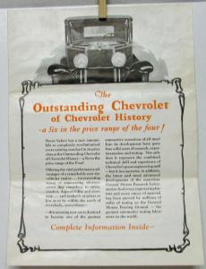 1929 Chevrolet SIX Cyl Sales Folder Landau Cabriolet Roadster Phaeton More