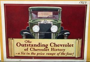 1929 Chevrolet Coach Coupe Cabriolet Sedan Landau Phaeton Color Sales Brochure
