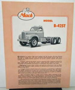 1953 Mack Truck Model B 42ST Specification Sheet