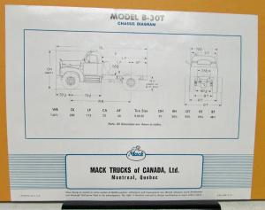 1953 Mack Truck Model B 30T Specification Sheet