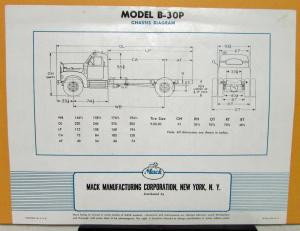 1953 Mack Truck Model B 30P Specification Sheet