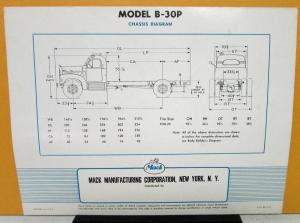 1954 Mack Truck Model B 30P Specification Sheet