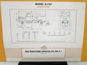 1955 Mack Truck Model B 70T Specification Sheet