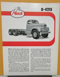 1955 Mack Truck Model B 421S Specification Sheet
