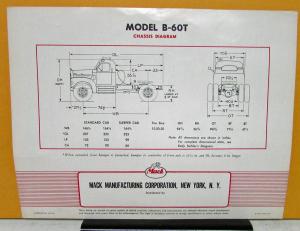 1955 Mack Truck Model B 60T Specification Sheet