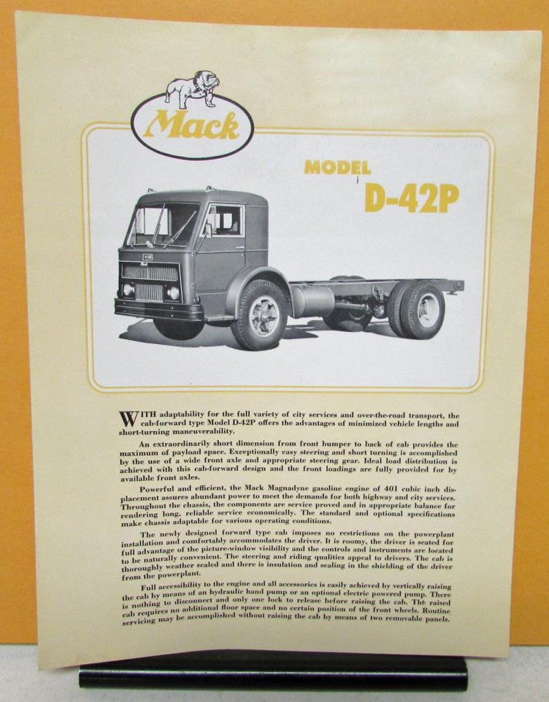 1955 Mack Truck Model D 42P Specification Sheet