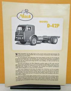 1955 Mack Truck Model D 42P Specification Sheet