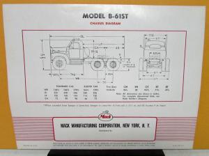1955 Mack Truck Model D 61ST Specification Sheet