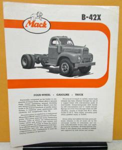 1956 Mack Truck Model B 42X Specification Sheet