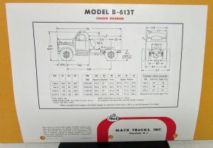 1957 Mack Truck Model B 613T Specification Sheet