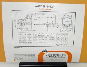 1957 Mack Truck Model B 42P Specification Sheet
