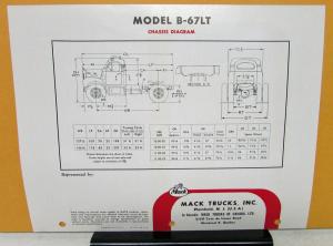 1958 Mack Truck Model B 67LT Specification Sheet