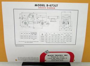 1958 Mack Truck Model B 673LT Specification Sheet