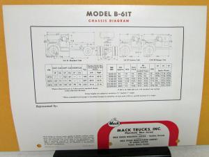 1958 Mack Truck Model B 61T Specification Sheet