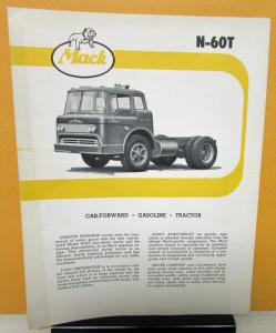 1958 Mack Truck Model N 60T Specification Sheet