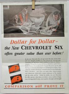1930 Chevrolet SIX Sedan Coupe Coach Roadster Phaeton Color Sales Folder Mailer
