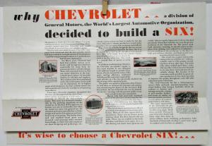 1930 Chevrolet SIX Sedan Coupe Roadster Phaeton Coach Sedan Sales Folder Mailer