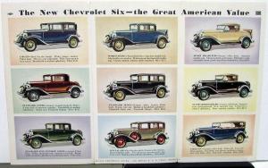 1931 Chevrolet  Six Coach Coupe Sedan Roadster Phaeton Sales Folder Color Orig