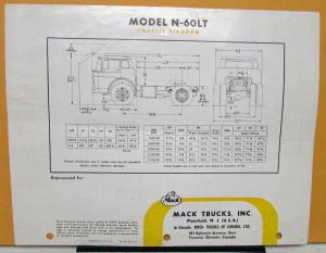 1959 Mack Truck Model N 60LT Specification Sheet