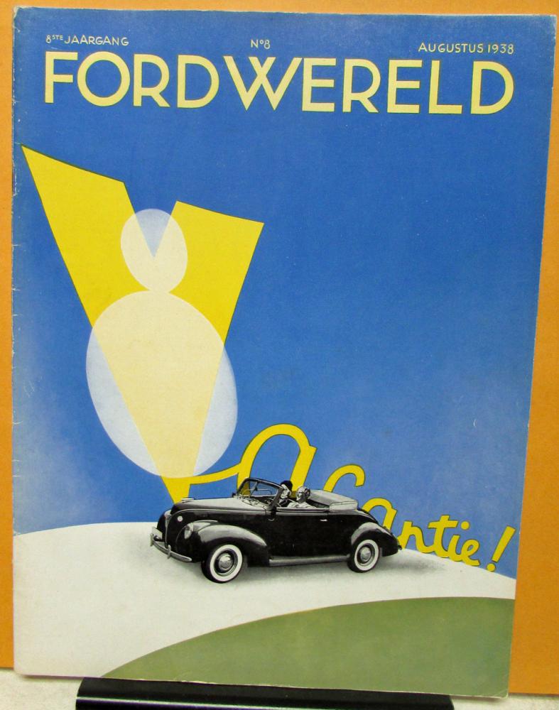 1938 Ford Wereld Car Truck Bus Wrecker World Dutch Text Foreign Mkt Mag No 8