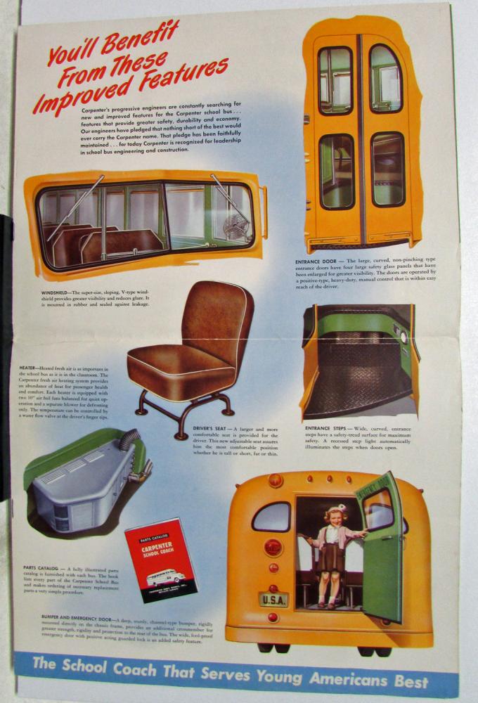 Vintage Carpenter School Bus Dealer Sales Brochure Chevy ...