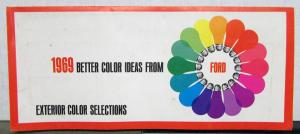1969 Ford Dealer Exterior Color Selections Brochure Paint Chips Mustang TBird