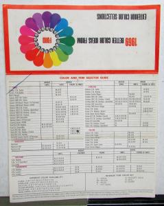 1969 Ford Dealer Exterior Color Selections Brochure Paint Chips Mustang TBird