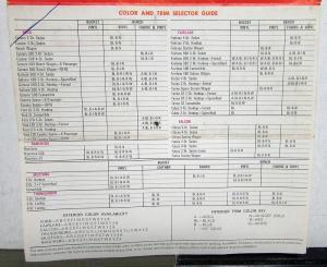 1969 Ford Dealer Exterior Color Selections Brochure Paint Chips Mustang TBird