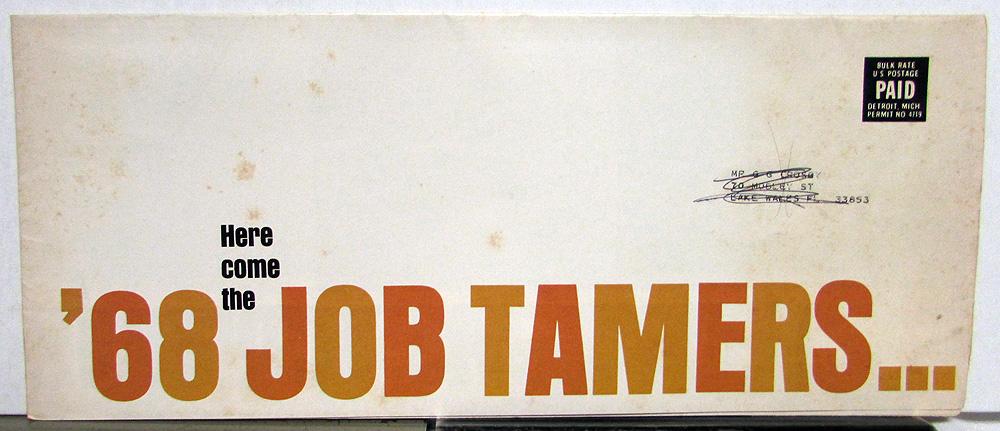 1968 Chevrolet Truck Sales Mailer Folder Job Tamers Pickup Van