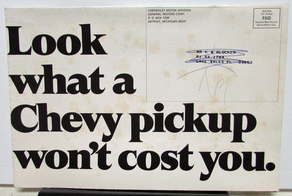 1971 Chevrolet Cheyenne Pickup Truck Sales Mailer Folder Disc Brakes