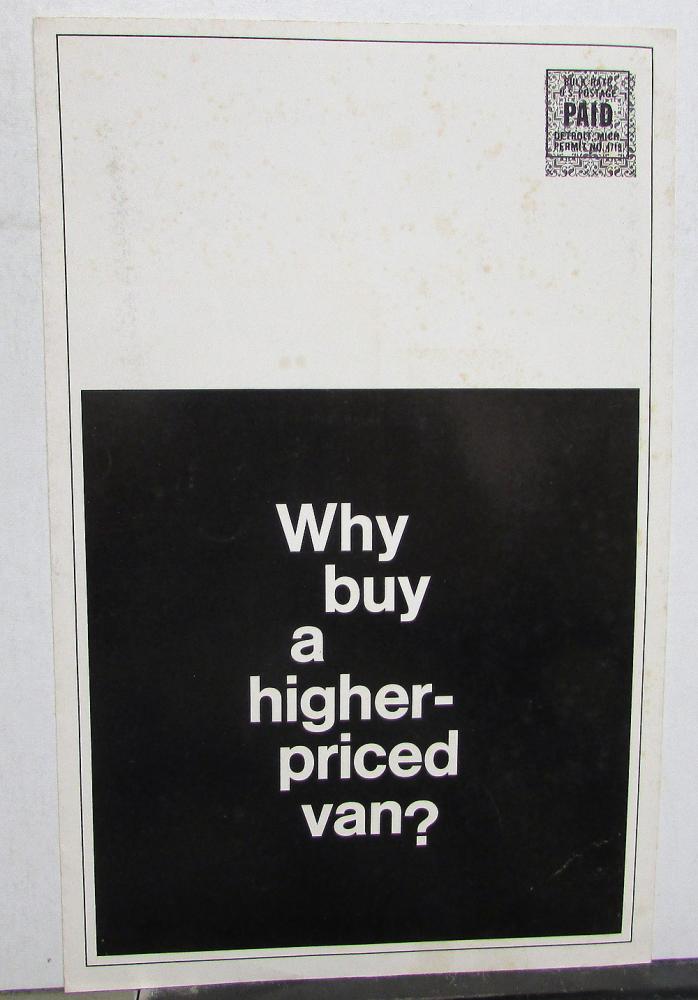 1968 Chevrolet Sportvan Chevy Van Sales Mailer Folder