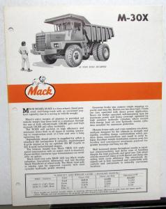 1962 Mack Truck Model M 30X Specification Sheet