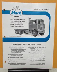 1963 Mack Truck Model F 715 Specification Sheet
