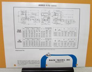 1963 Mack Truck Model F 715 Specification Sheet