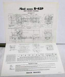 1963 Mack Truck Models B 42P & B 422P Specification Sheet With Body Diagram