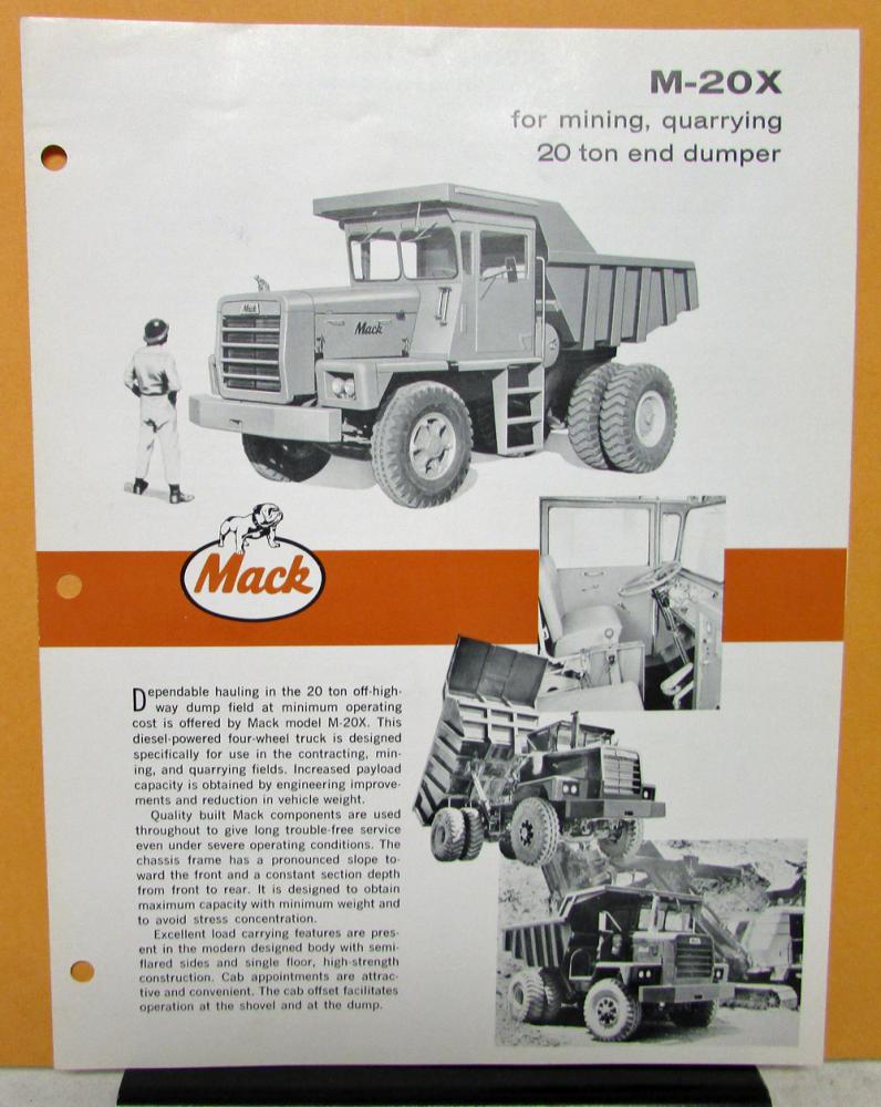 1963 Mack Truck Model M 20X Specification Sheet