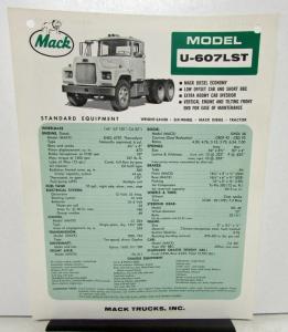 1965 Mack Truck Model U 607LST Specification Sheet