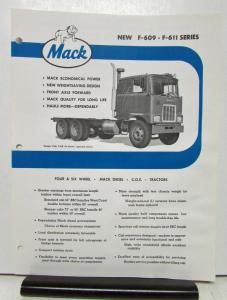 1965 Mack Truck Model F 609 & F 611 Specification Sheet