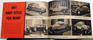 1933 Chevrolet Six Coach Coupe Sedan Roadster Cabriolet Sales Brochure Original